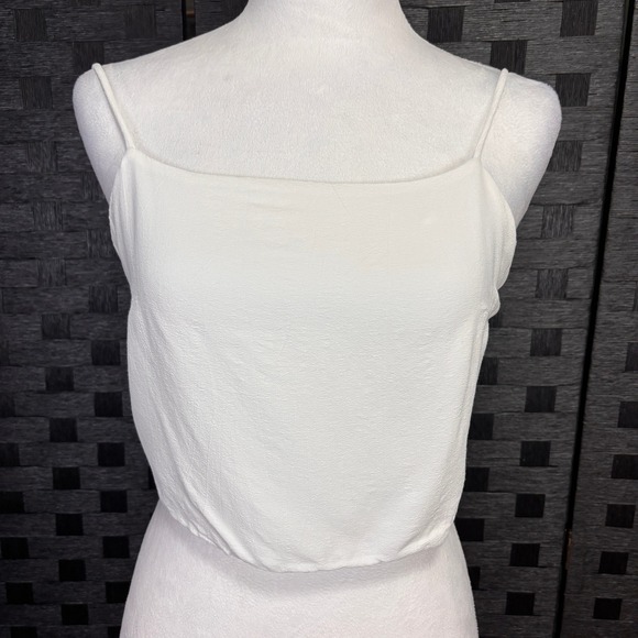 Brandy Melville Tops - Brandy Melville Tank Top Womens One Size White Tie Back Cropped Boho Festival